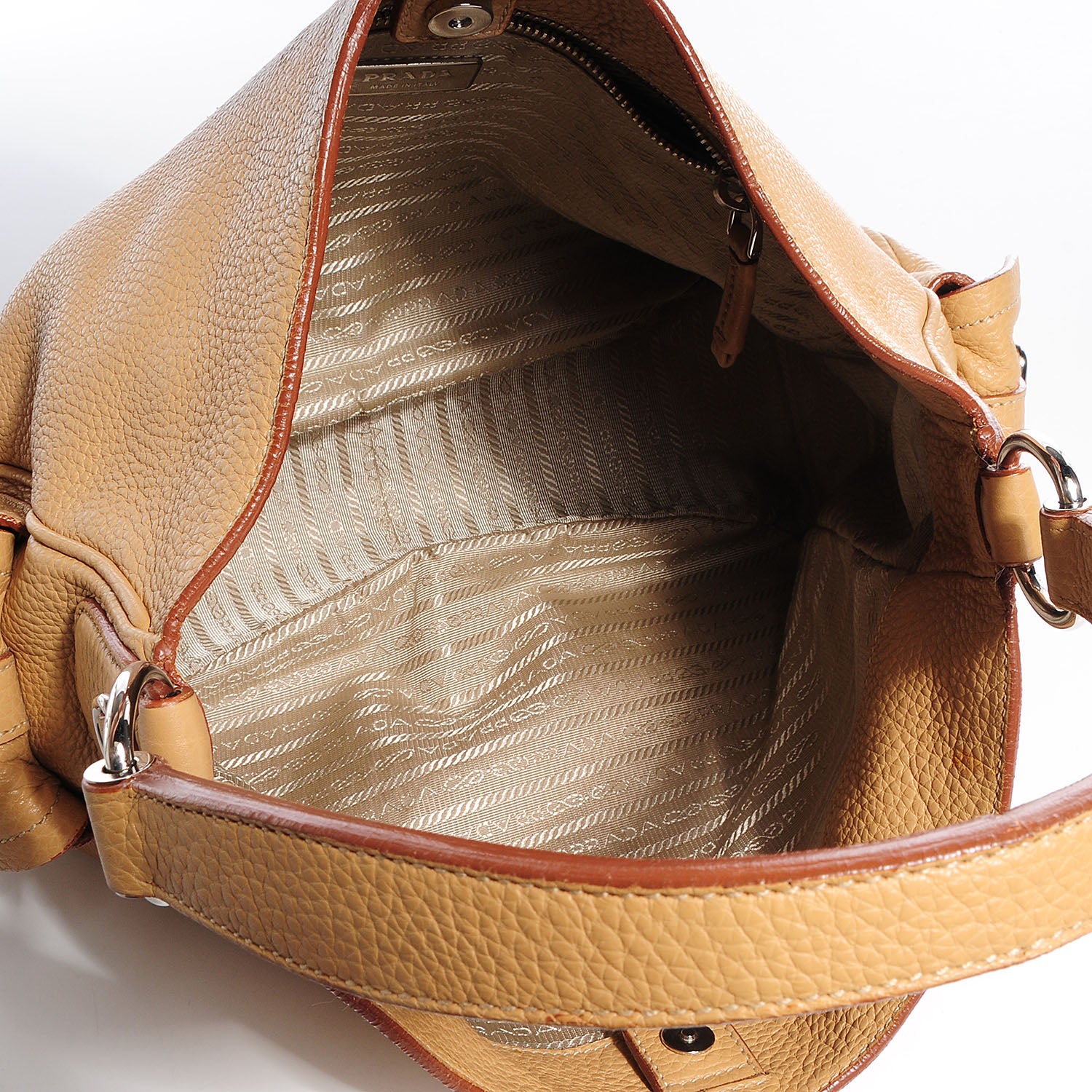Prada Vitello Daino Buckle Shoulder Bag Sabbia 5 of 10