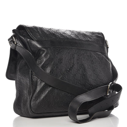Gucci Guccissima Medium Flap Messenger Bag Black 3 of 15