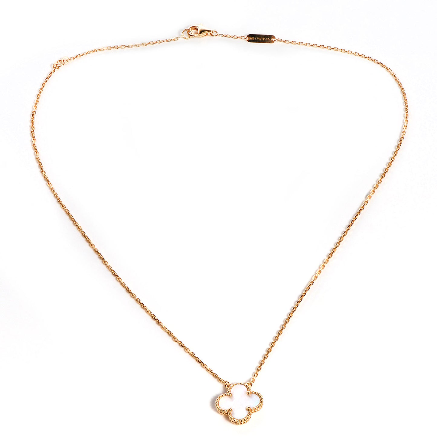 18K Yellow Gold Mother of Pearl Vintage Alhambra Pendant Necklace