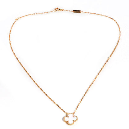 Van Cleef & Arpels 18K Yellow Gold Mother of Pearl Vintage Alhambra Pendant Necklace 3 of 6