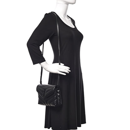 Saint Laurent Calfskin Y Quilted Monogram Toy Loulou Crossbody Bag Black 2 of 10