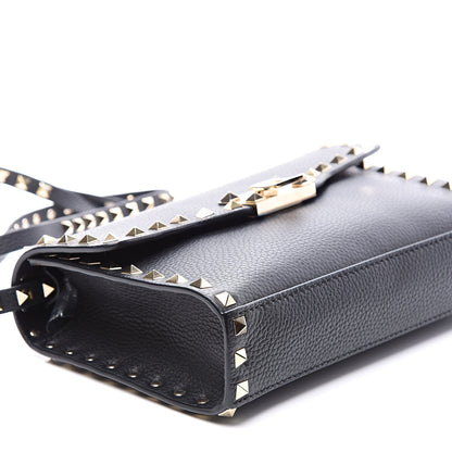 Valentino Garavani Pebbled Calfskin Medium Rockstud Flip Lock Crossbody Bag Black 6 of 10