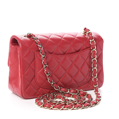 Chanel Lambskin Quilted Mini Rectangular Flap Dark Pink 2 of 10