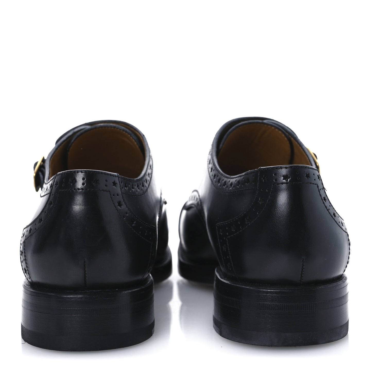 Calfskin Mens Double Monk Strap Loafers 8 Black