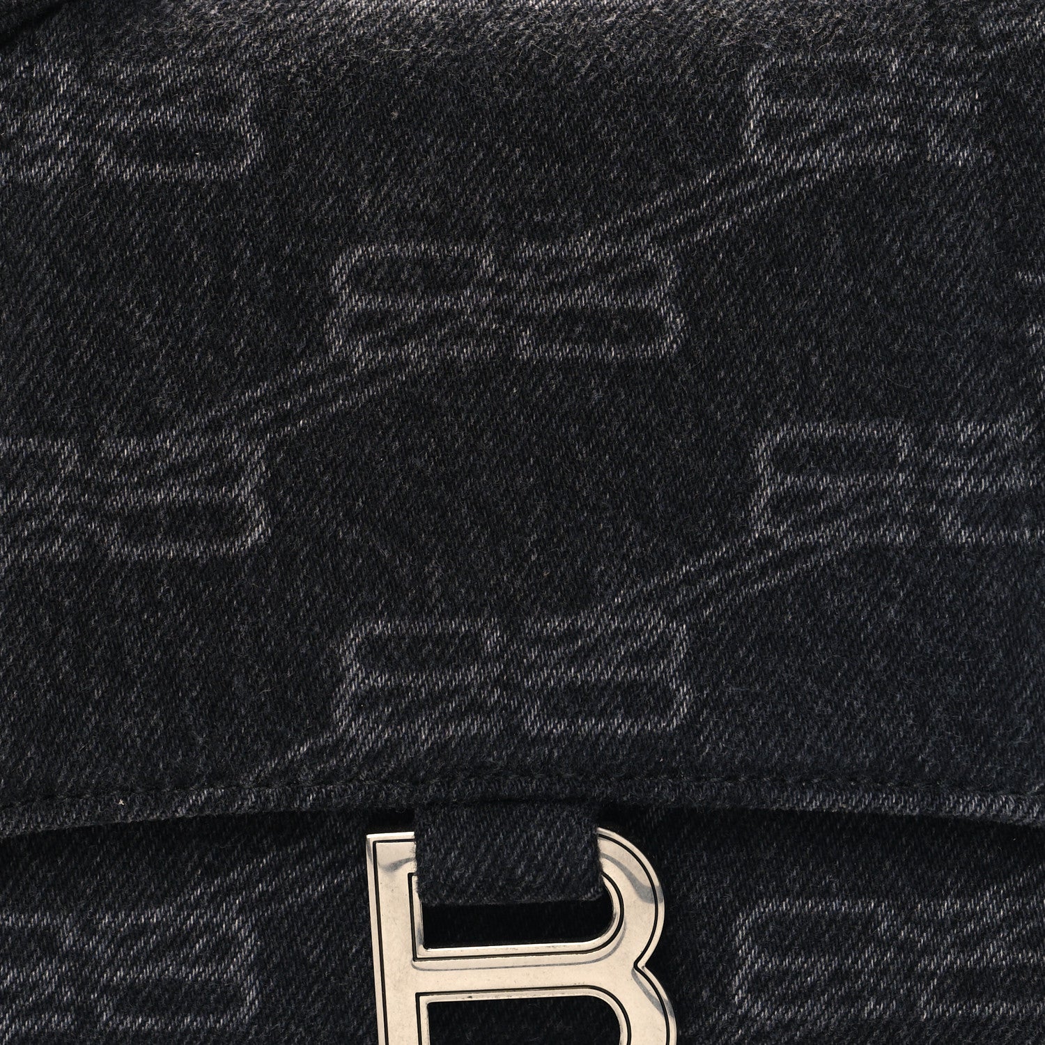 Balenciaga Washed Denim BB Monogram Small Hourglass Top Handle Bag Black 7 of 9