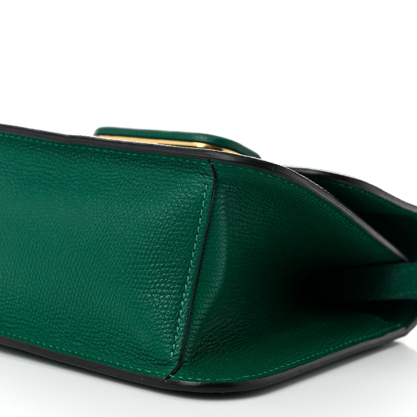 Grainy Calfskin Small VSling Shoulder Bag English Green