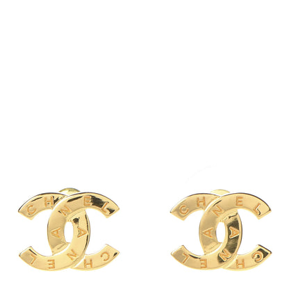Chanel Metal CC Paris Button Stud Earrings Gold 1 of 5