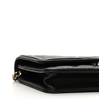 Chanel Caviar Quilted CC Filigree Wallet On Chain WOC Black 10 of 12