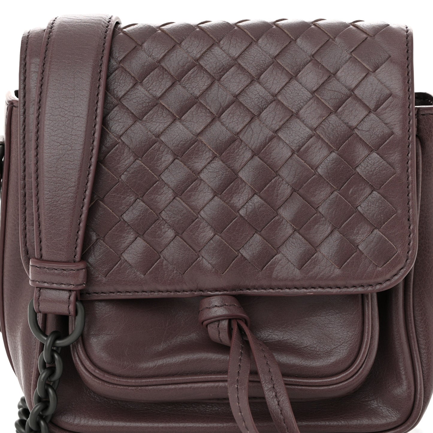 Nappa Intrecciato Mini Saddle Crossbody Lilac