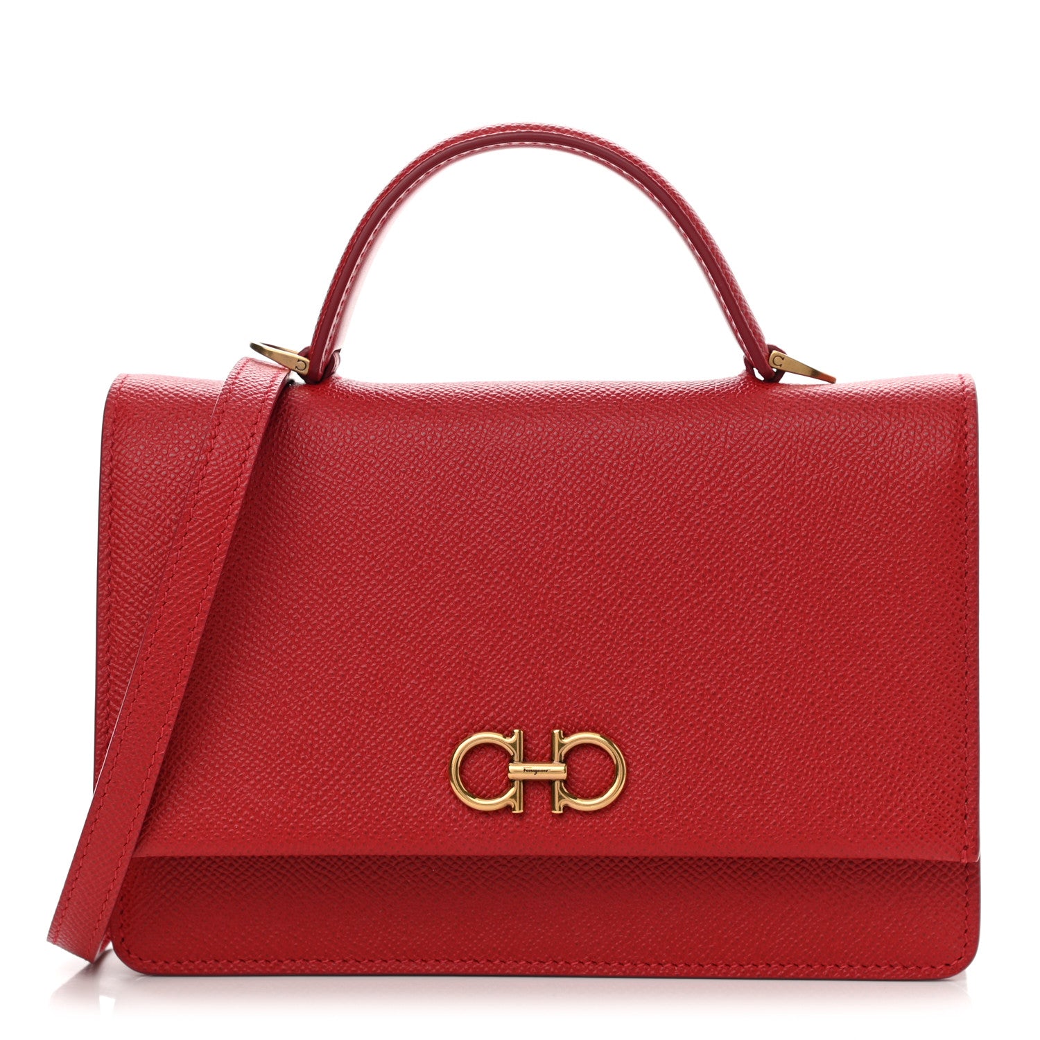 Salvatore Ferragamo Hammered Calfskin Gancini Minibag Red 1 of 9