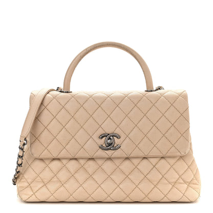 Chanel Caviar Quilted Medium Coco Handle Flap Light Beige 1 of 25