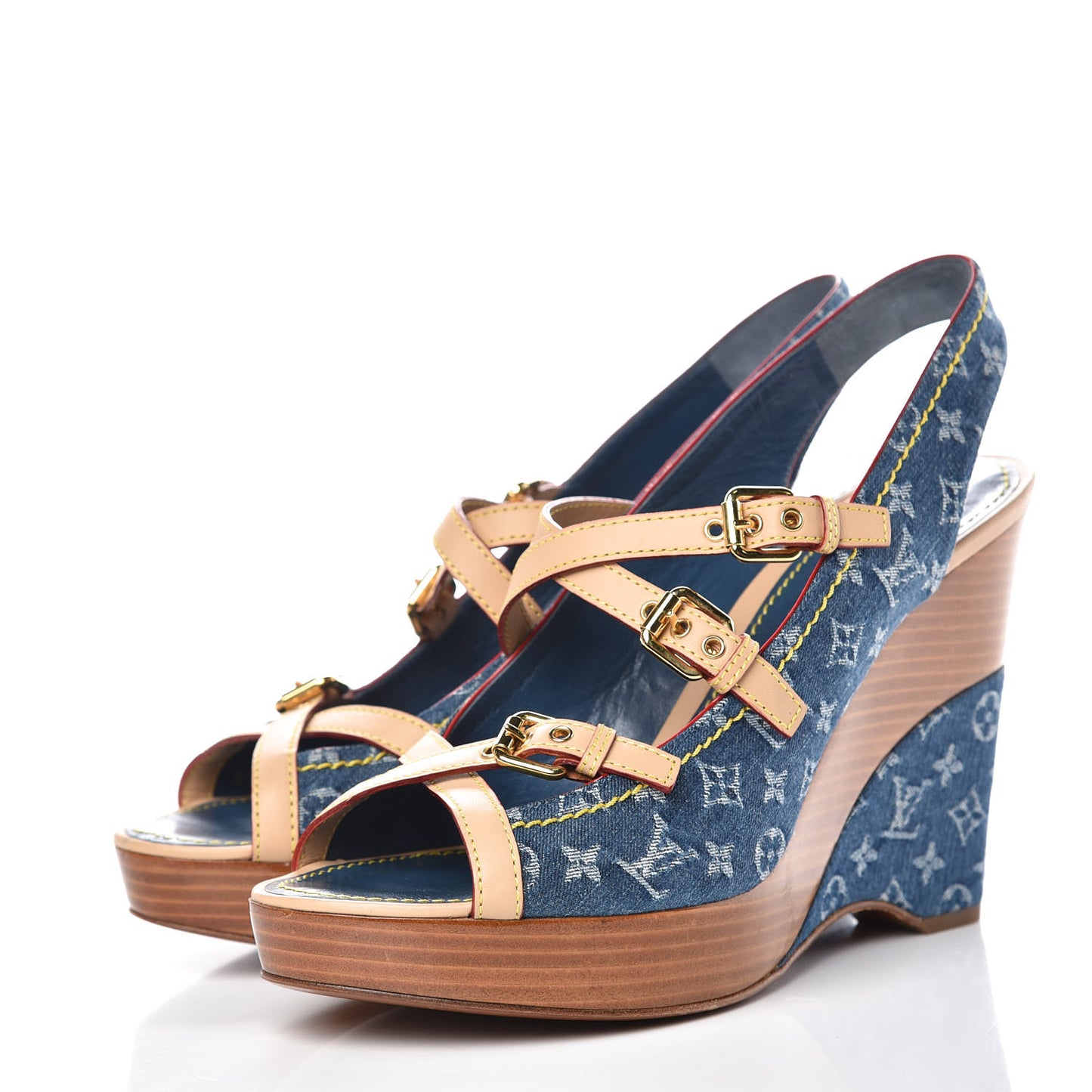 Denim Monogram Alyssa Wedges 41 Blue