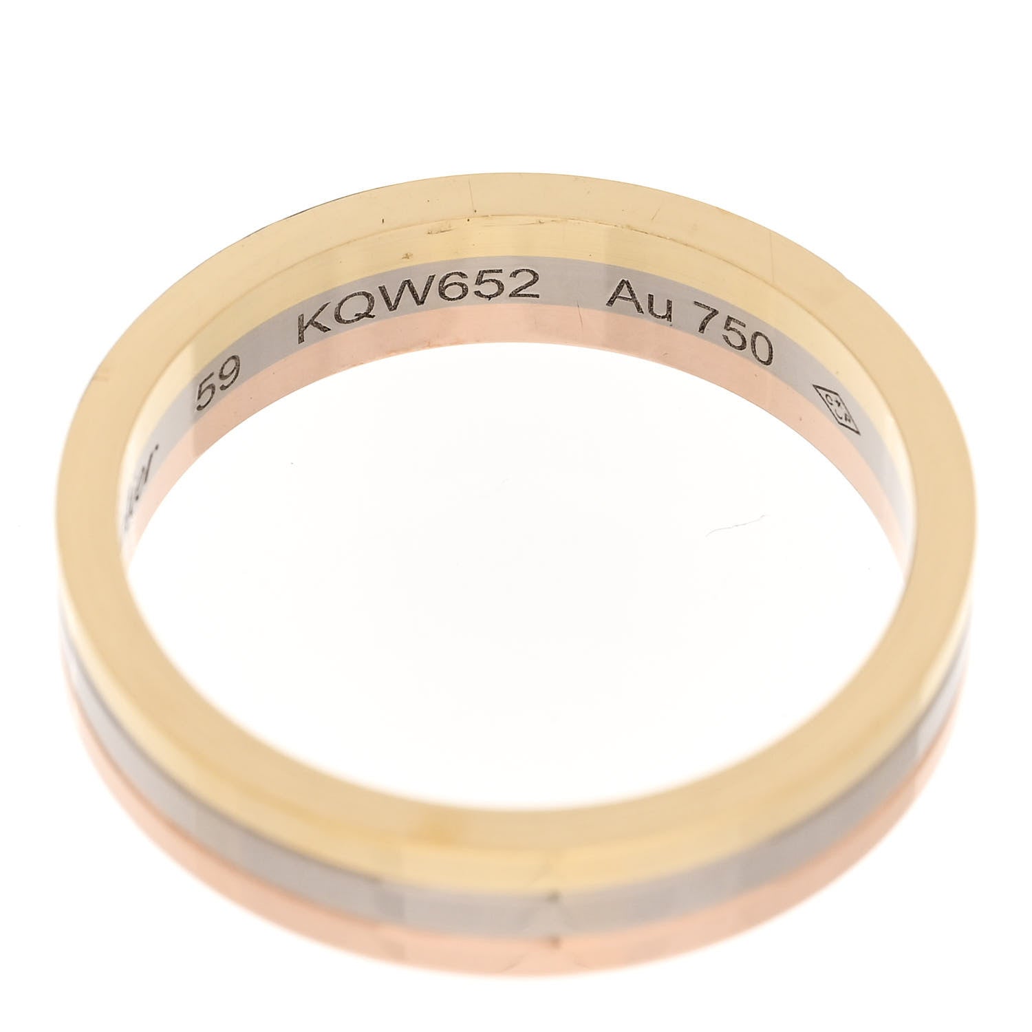 Cartier 18K Pink White Yellow Gold 3.5mm Trinity Wedding Band Ring 59 8.75 5 of 5