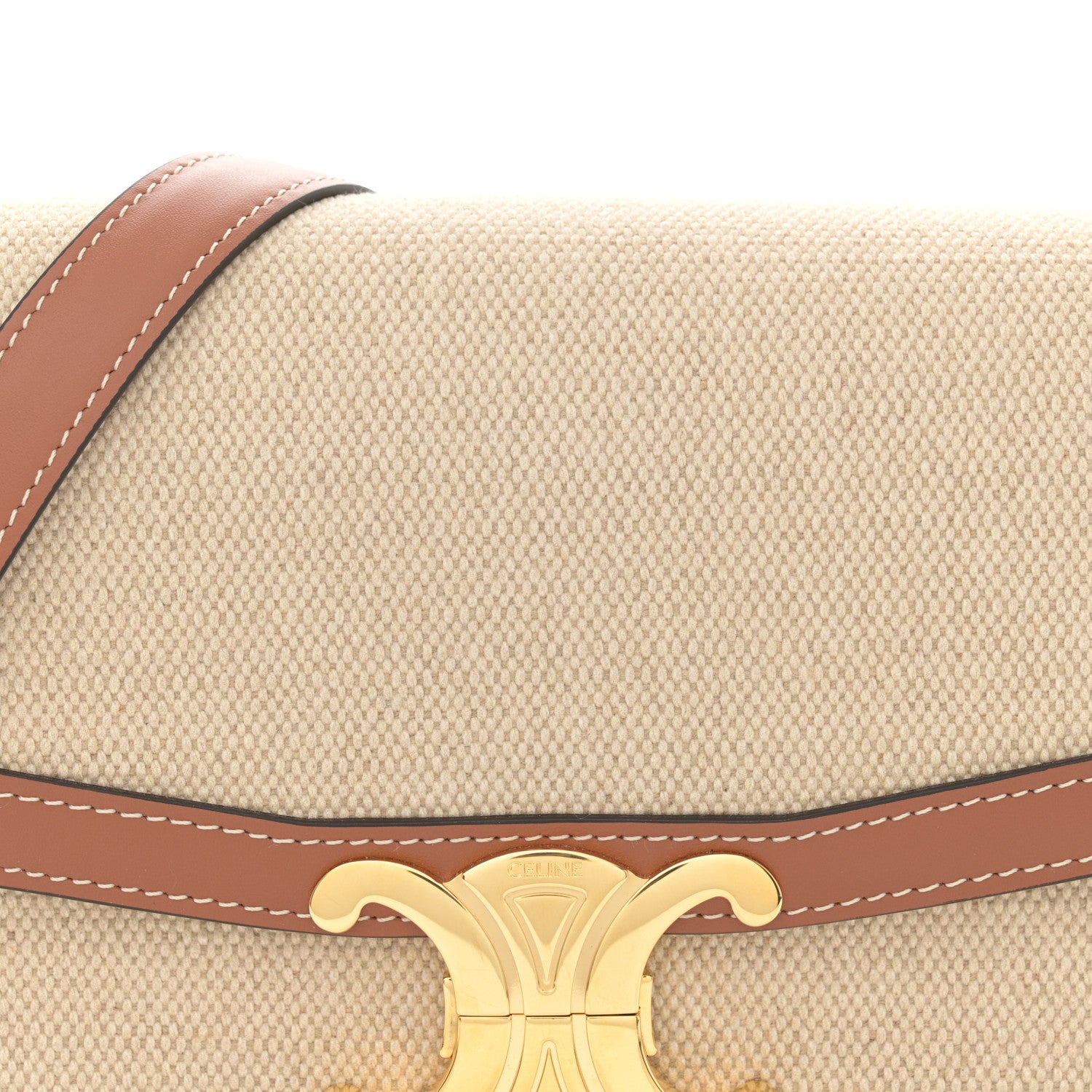 Celine Textile Calfskin Teen Triomphe Bag Natural Tan 9 of 11