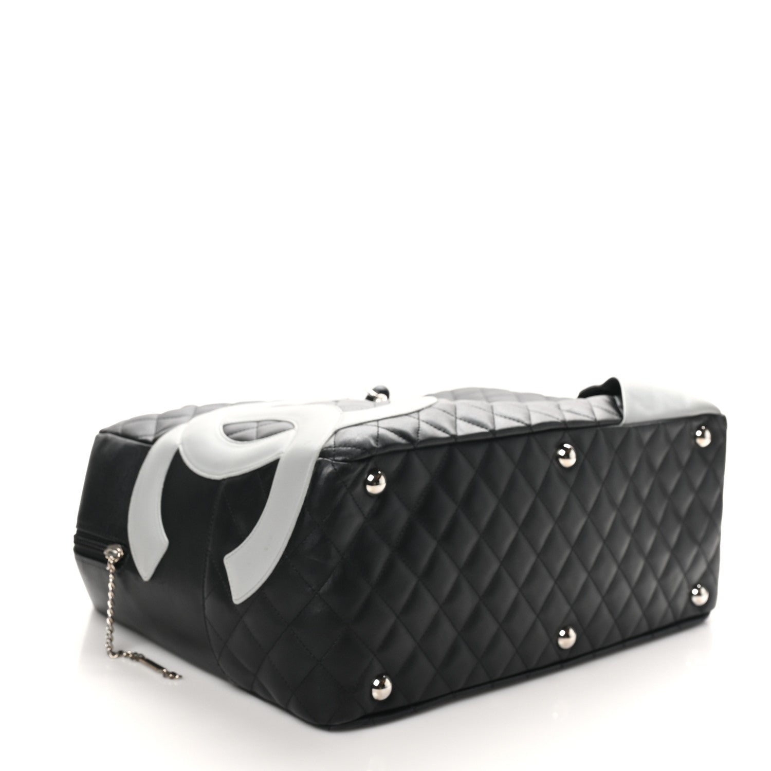 Chanel Calfskin Quilted Jumbo Cambon Bowler Black Grey 4 of 13