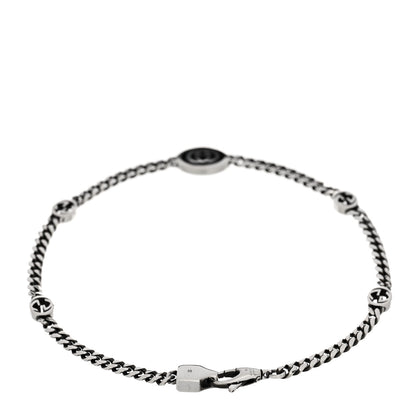 Gucci Sterling Silver Enamel Thin Interlocking G Bracelet Black Black 2 of 3