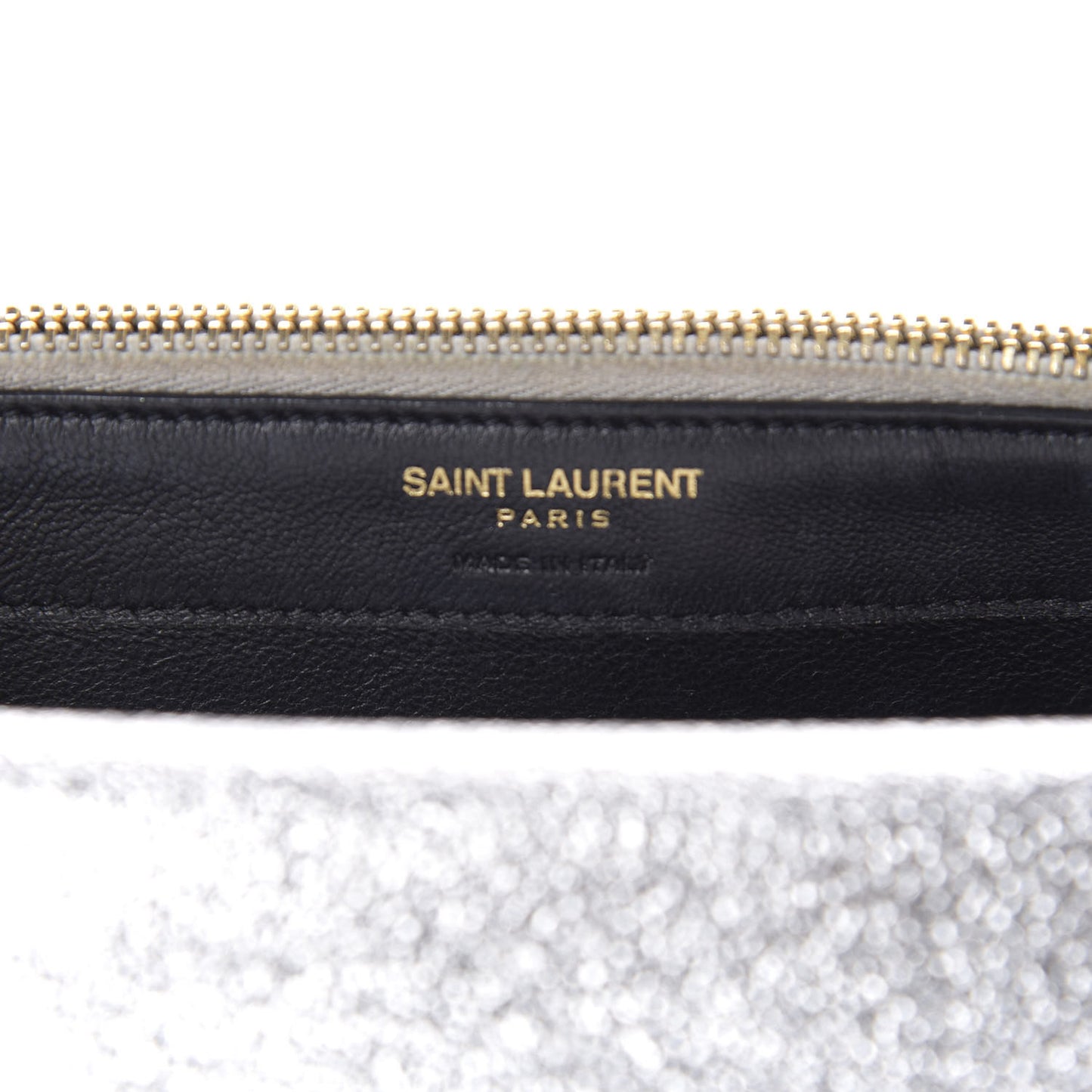 Metallic Calfskin Monogram Envelope Chain Wallet Platine