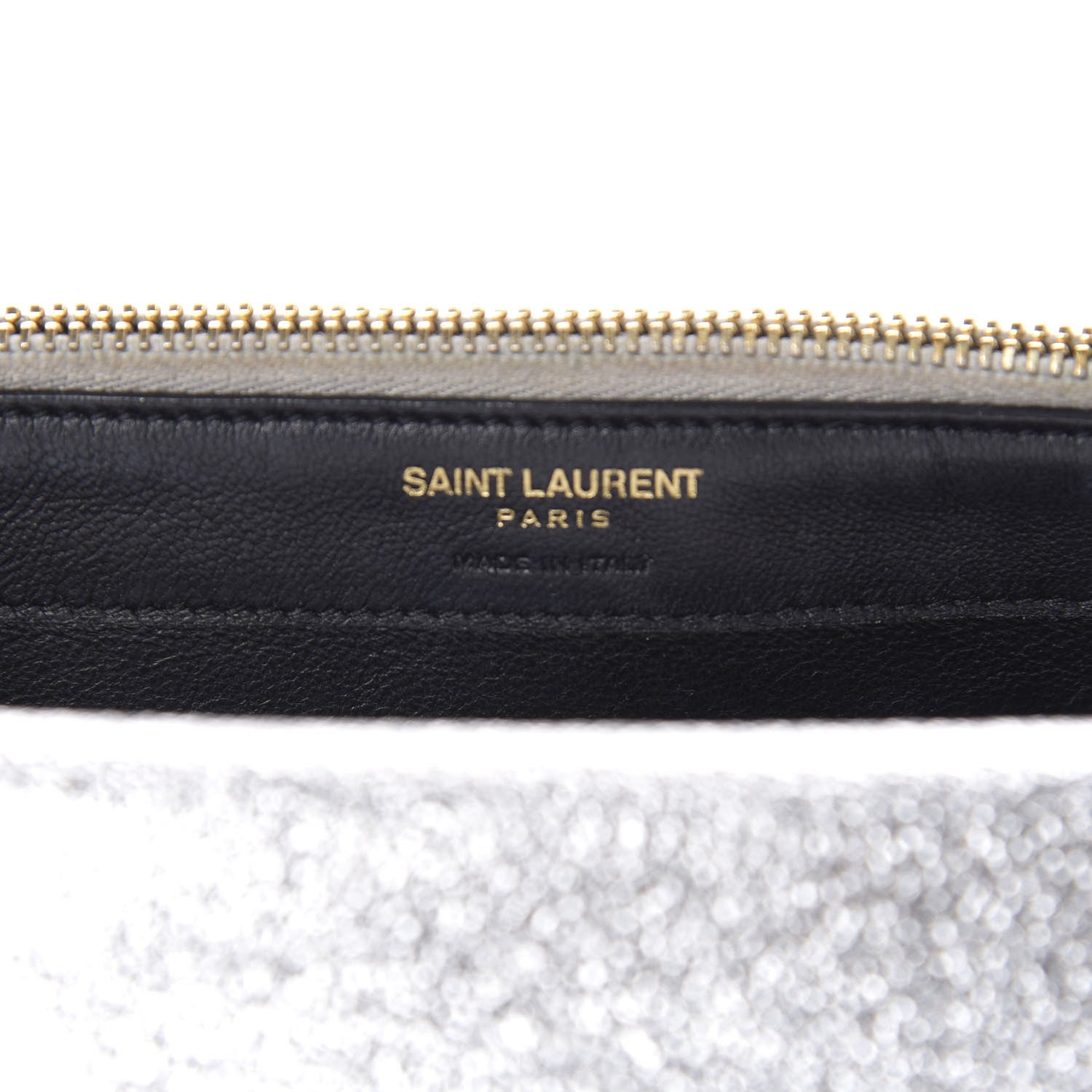 Saint Laurent Metallic Calfskin Monogram Envelope Chain Wallet Platine 8 of 12