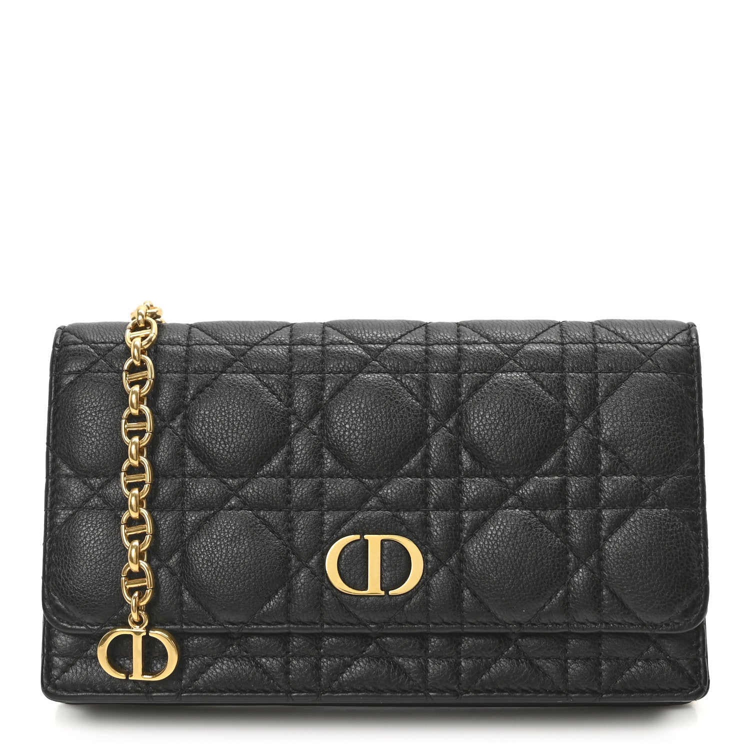 Christian Dior Supple Calfskin Cannage Caro Belt Pouch with Chain Black 1 of 9