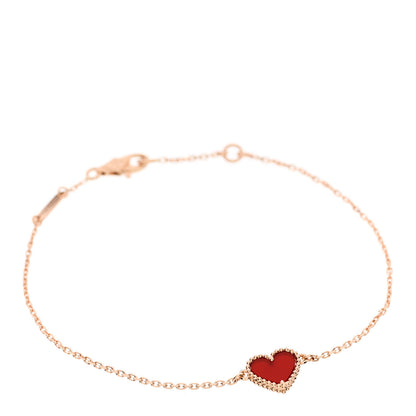 Van Cleef & Arpels 18K Rose Gold Carnelian Sweet Alhambra Heart Bracelet 1 of 4