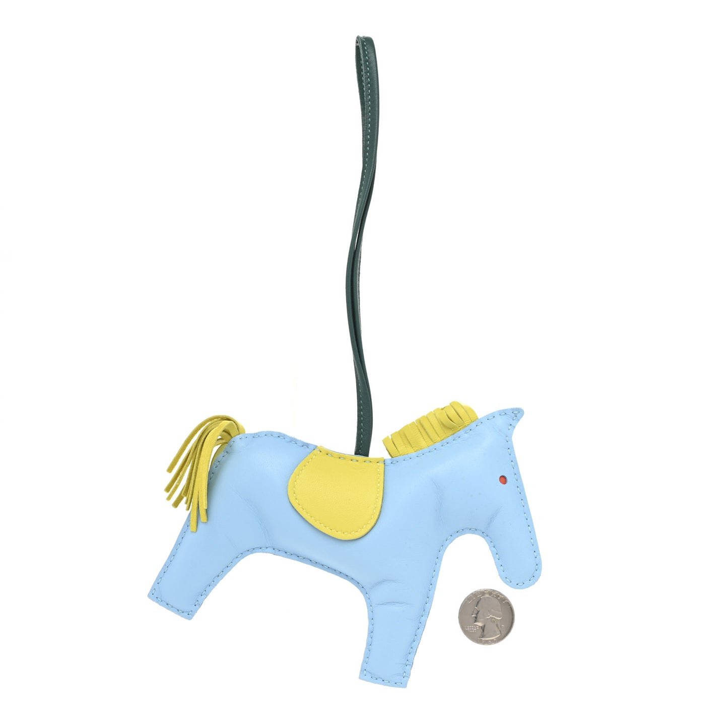 Milo Lambskin Grigri Rodeo Horse Bag Charm GM Bleu Celeste Lime Malachite