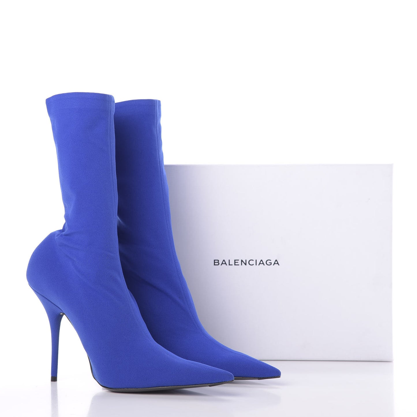 Jersey Crepe Pointed Toe Knife Booties 40 Bleu Sapphir