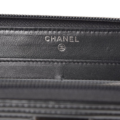 Chanel Glazed Calfskin Boy Zip Around Wallet Grey 6 of 10