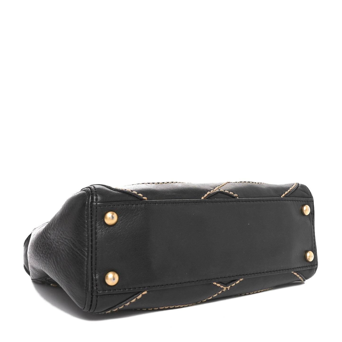 Calfskin CC Stitched Small Hobo Black