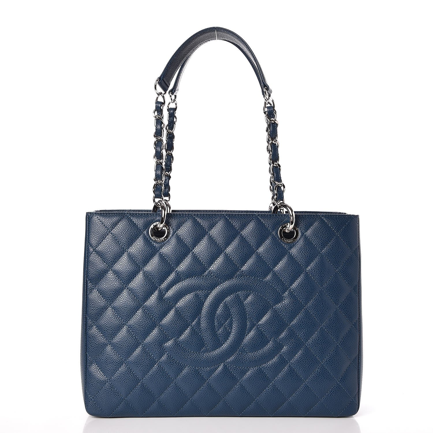 Chanel Caviar Quilted Grand Shopping Tote GST Dark Blue 1 of 8