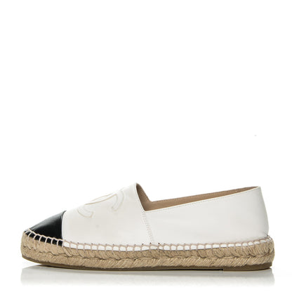 Chanel Lambskin Espadrilles 37 White Black 1 of 9