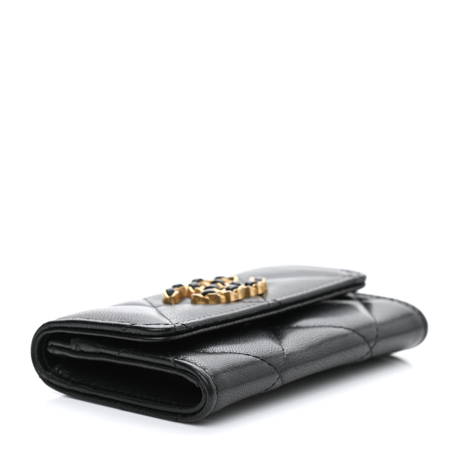 Chanel Lambskin Quilted Chanel 19 Flap Card Holder Black 4 of 9