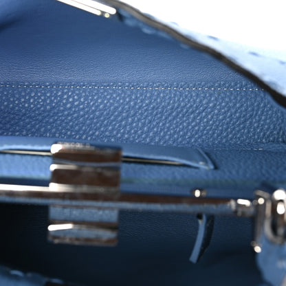 Fendi Cuoio Romano Selleria Macro Stitchings Mini Peekaboo Iconic Satchel Placca Argento Blue 6 of 10