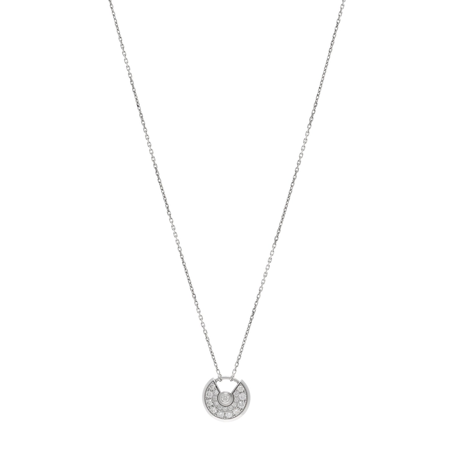 18K White Gold Diamond XS Amulette de Pendant Necklace