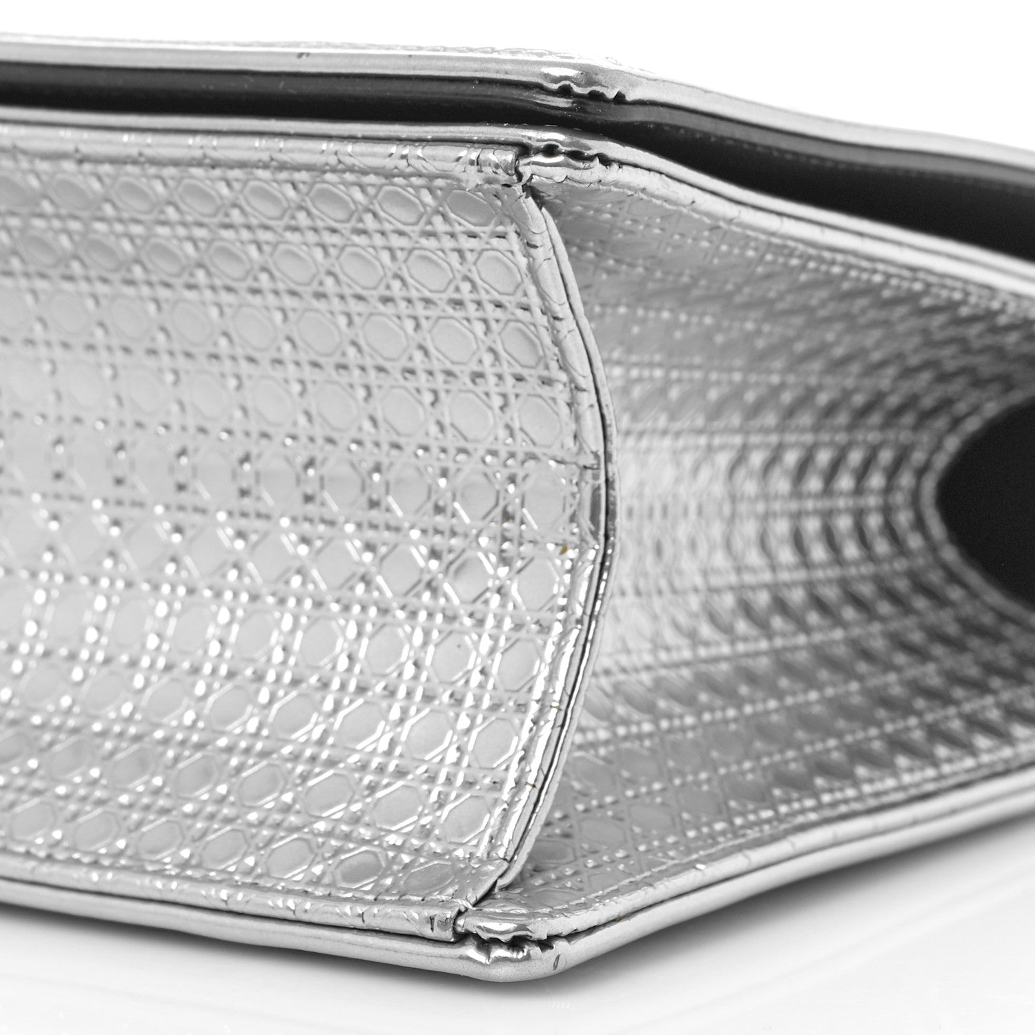 Christian Dior Metallic Patent Micro-Cannage Medium Diorama Flap Bag Silver 8 of 8