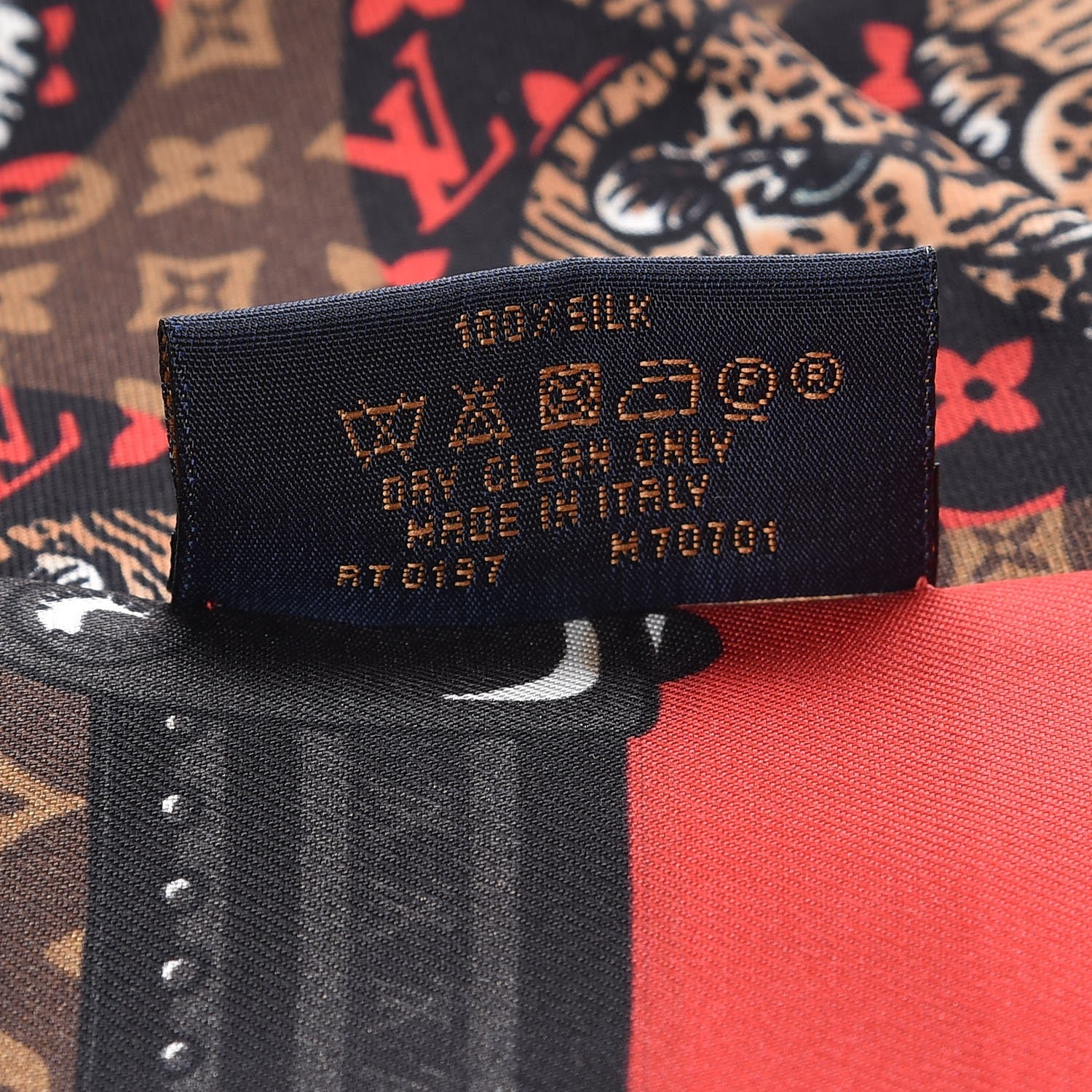 Louis Vuitton Silk Monogram Jaguar Animalle Bandeau Scarf Marron 4 of 4