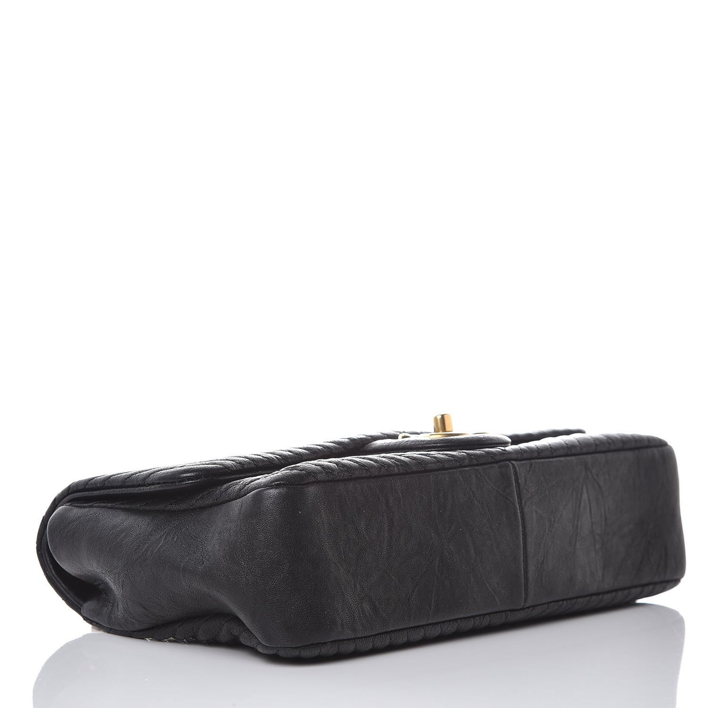 Calfskin Chevron Quilted Medium Surpique Flap Black