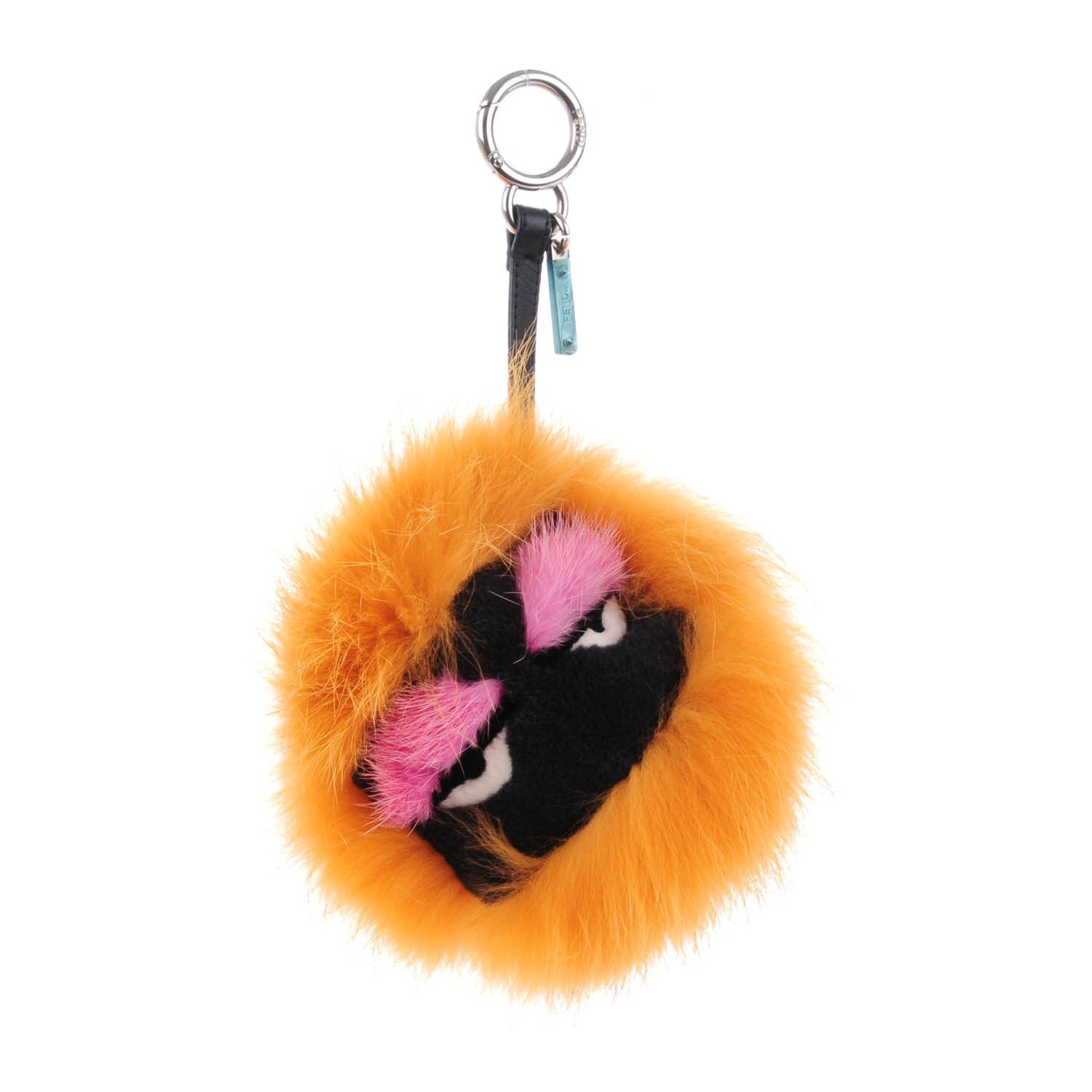 Fendi Fox Mink Rabbit Fur Vitello Flamingo Monster Bag Bug Charm Honey Black Multicolor 1 of 4