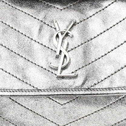 Saint Laurent Metallic Lambskin Matelasse Monogram Medium Niki Chain Satchel Argento 9 of 19
