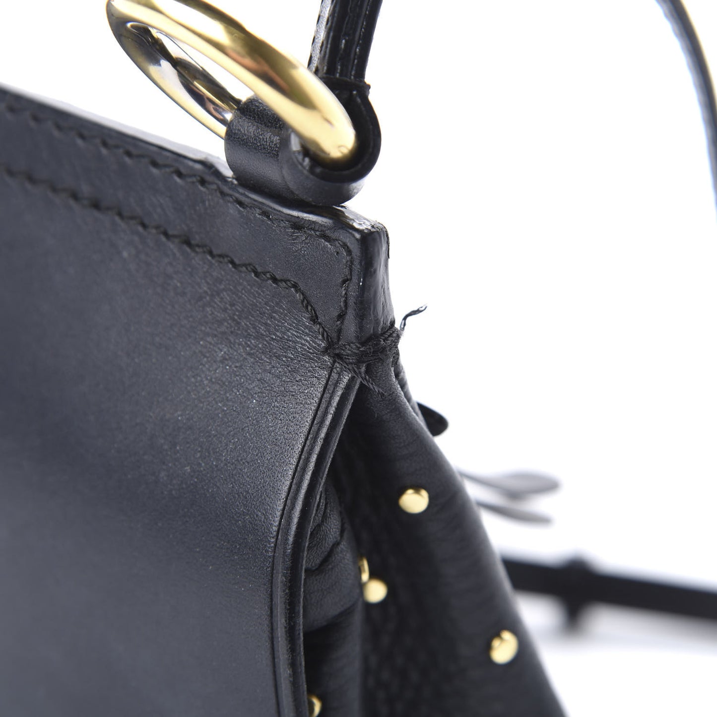 Soft Grain Calfskin Studded Baby Bridle Saddle Bag Black