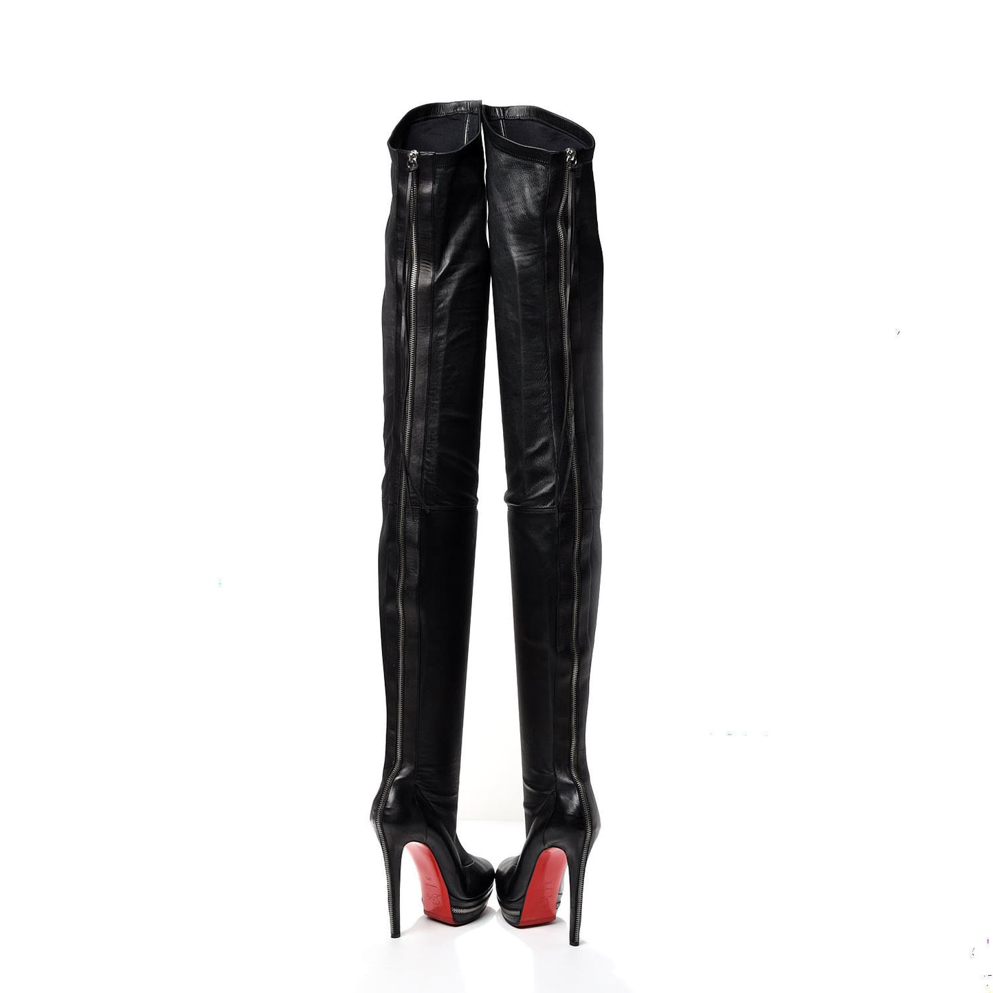 Calfskin Over The Knee Zipper Boots 40.5 Black