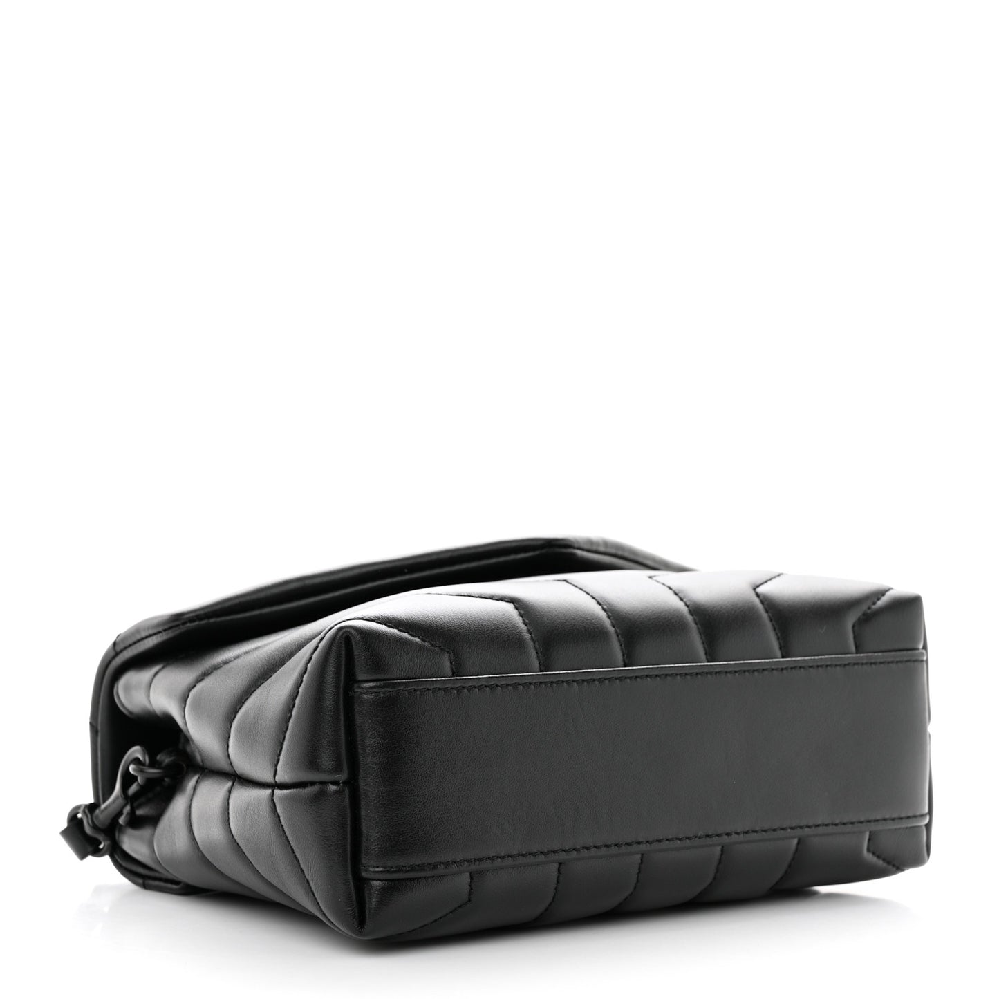 Calfskin Y Quilted Monogram Monochrome Toy Loulou Crossbody Bag Black