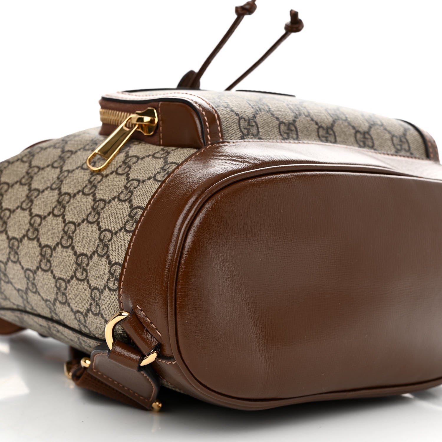 Gucci GG Supreme Monogram Azalea Calfskin Retro Interlocking G Buckle Backpack Beige Ebony Brown Sugar 9 of 12