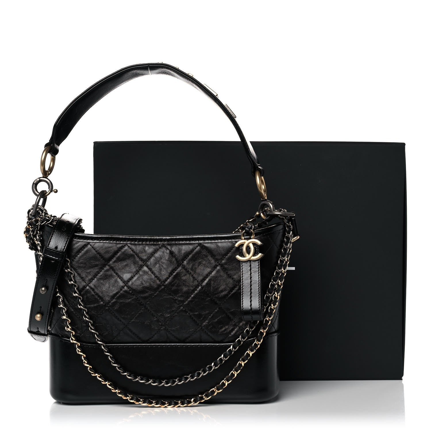 Chanel Aged Smooth Calfskin Quilted Medium Gabrielle Logo Hobo Black 10 of 10