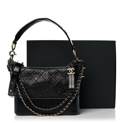 Chanel Aged Smooth Calfskin Quilted Medium Gabrielle Logo Hobo Black 10 of 10