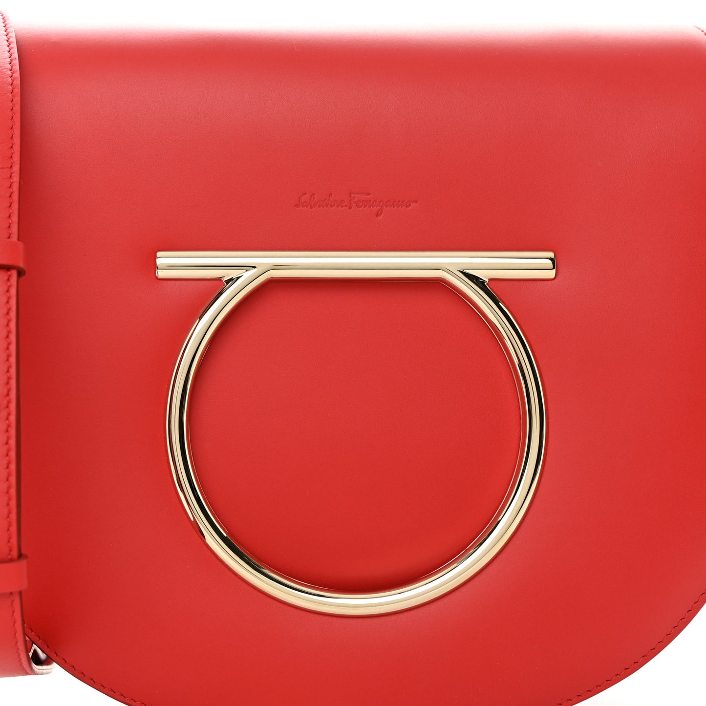 Calfskin Large Vela Flap Bag Flame Red