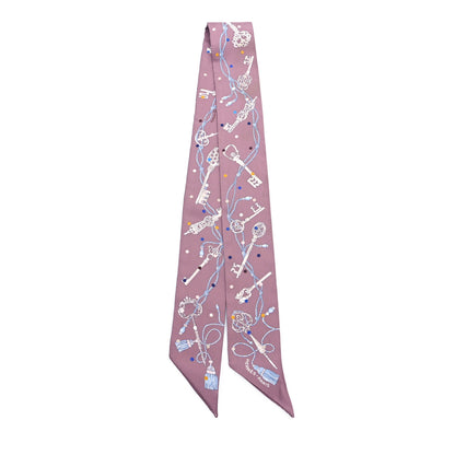 Hermes Silk Les Cles A Pois Twilly Marron Glace Gris 2 of 4
