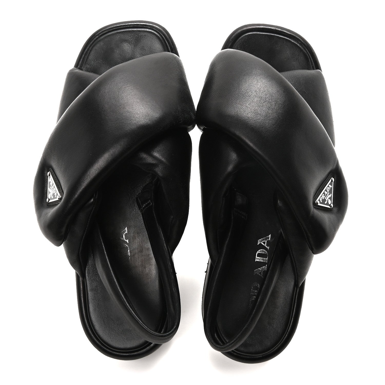 Prada Nappa Padded Platform Slingback Sandals 39.5 Black 2 of 8