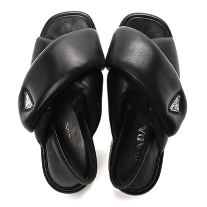 Prada Nappa Padded Platform Slingback Sandals 39.5 Black 2 of 8