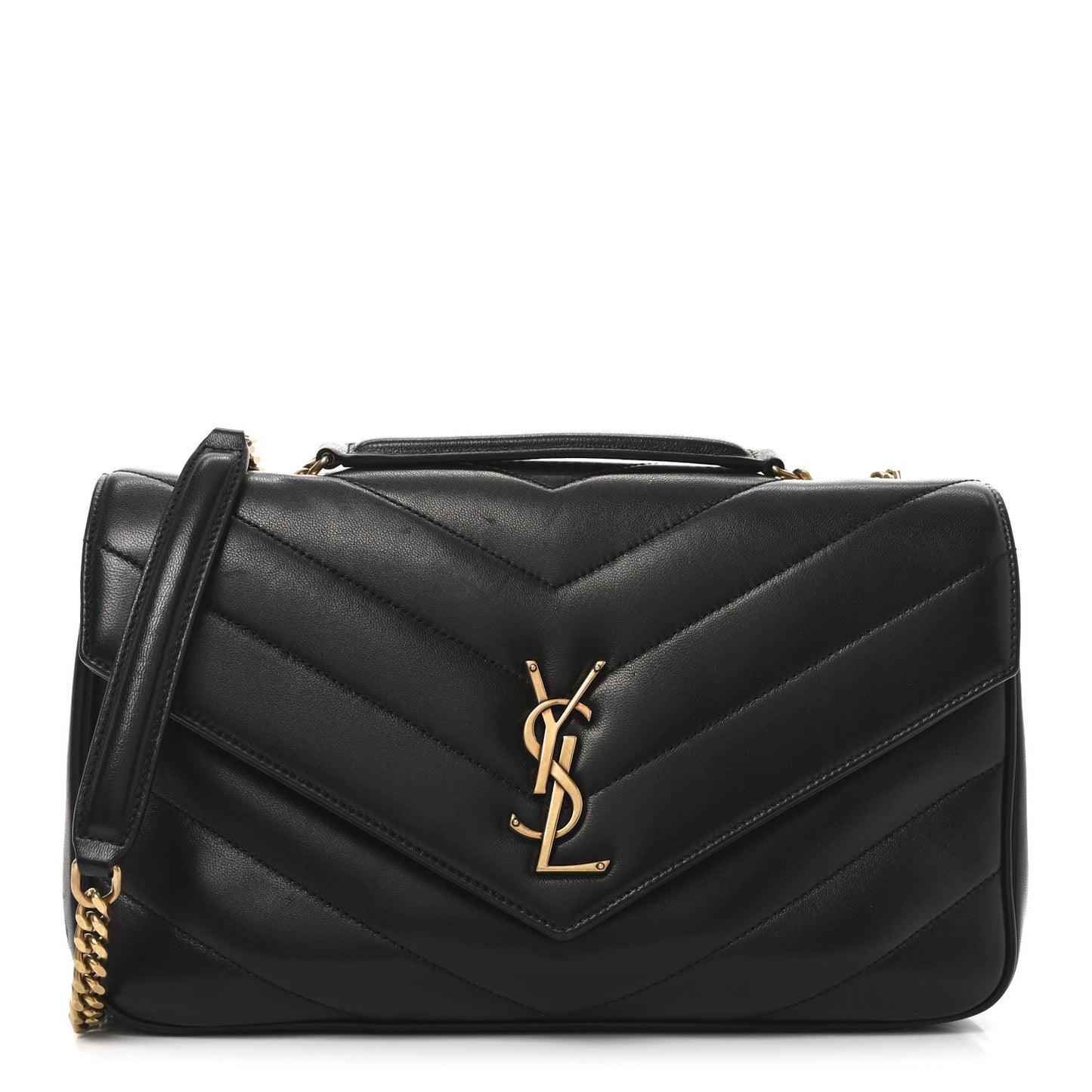 Lambskin Matelasse Chevron Medium Loulou Black