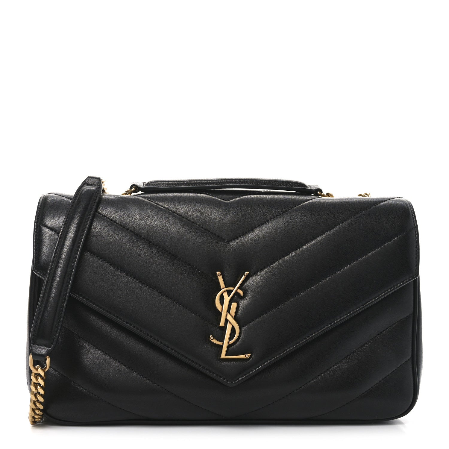 Saint Laurent Lambskin Matelasse Chevron Medium Loulou Black 1 of 9